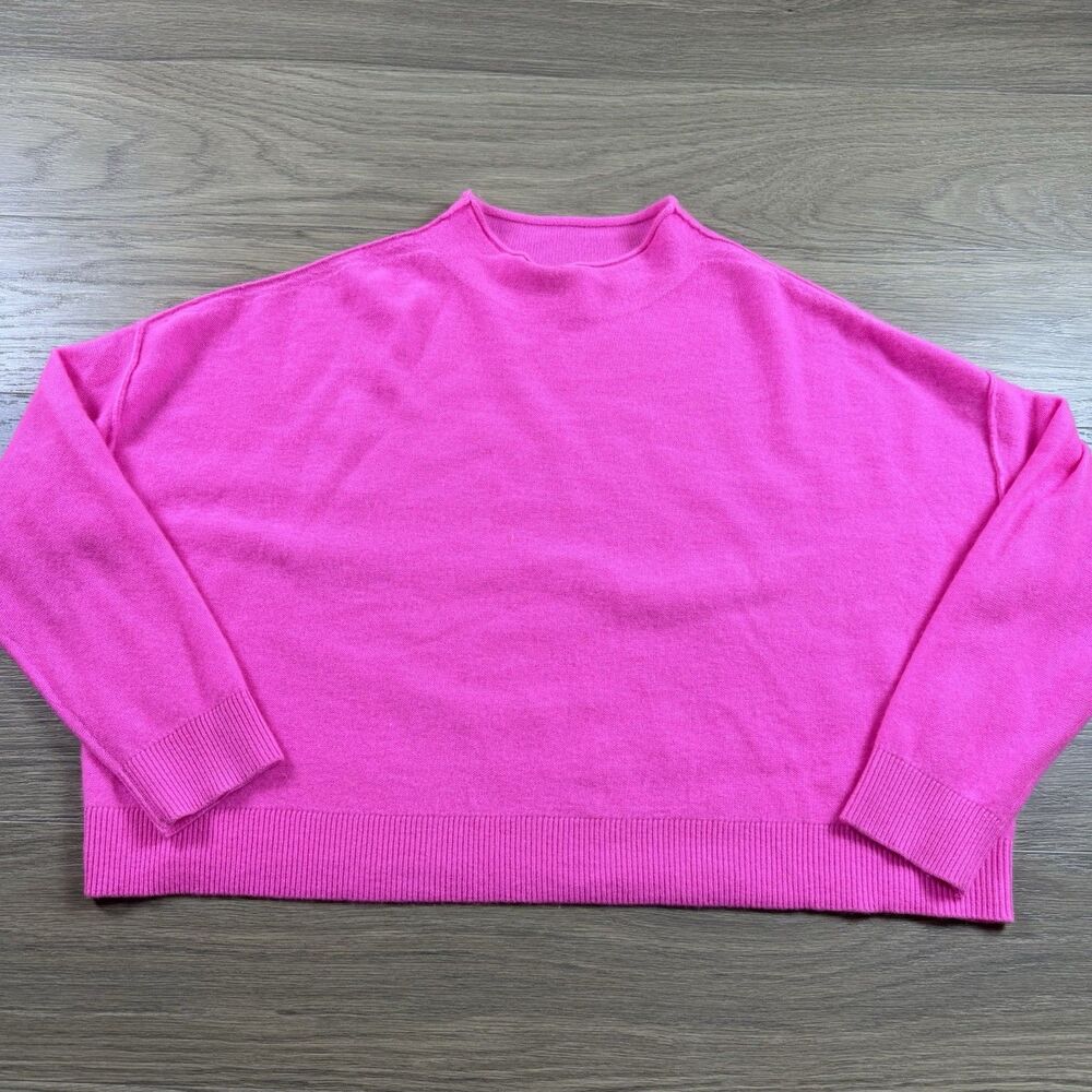 Pilcro Sweater Women Small Pink Cashmere Alani Mock Neck Boxy Relaxed